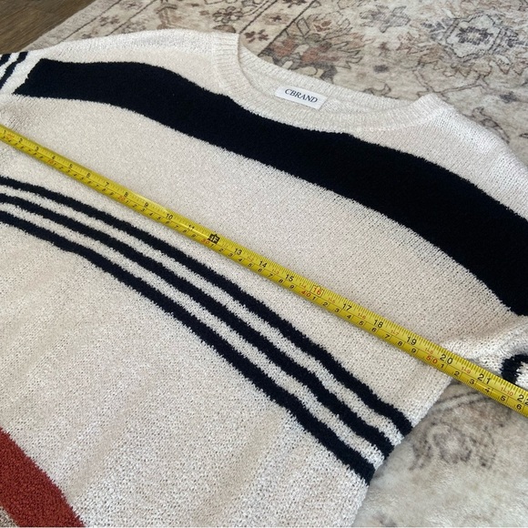Soft Striped Crewneck Sweater - Black, White, and Rust - Picture 7 of 10